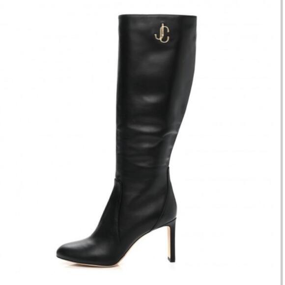 Jimmy Choo Shoes - Jimmy Choo Shiny calfskin Mahesa 85 Knee high boots size‎ 38.5